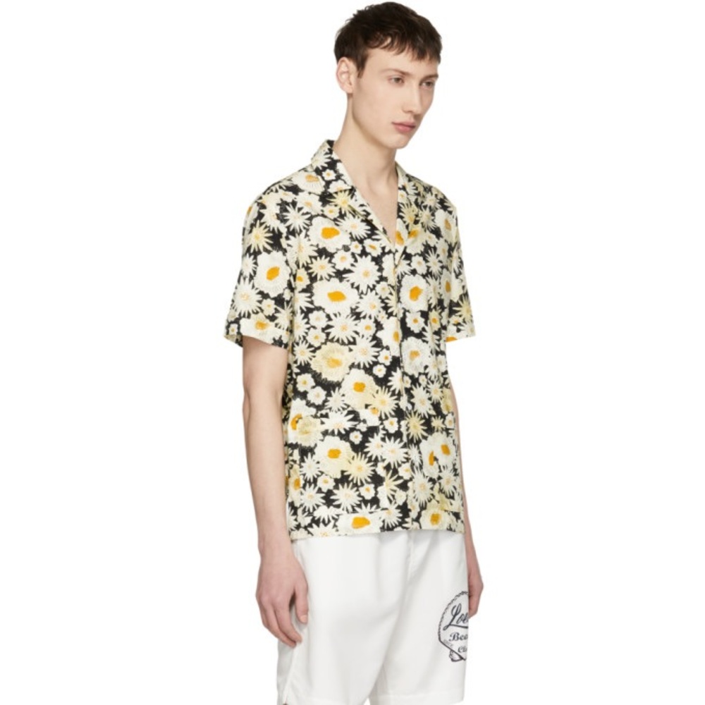 Burberry Black & Cream Daisy Print Cotton Jude Short Sleeve Shirt XXL